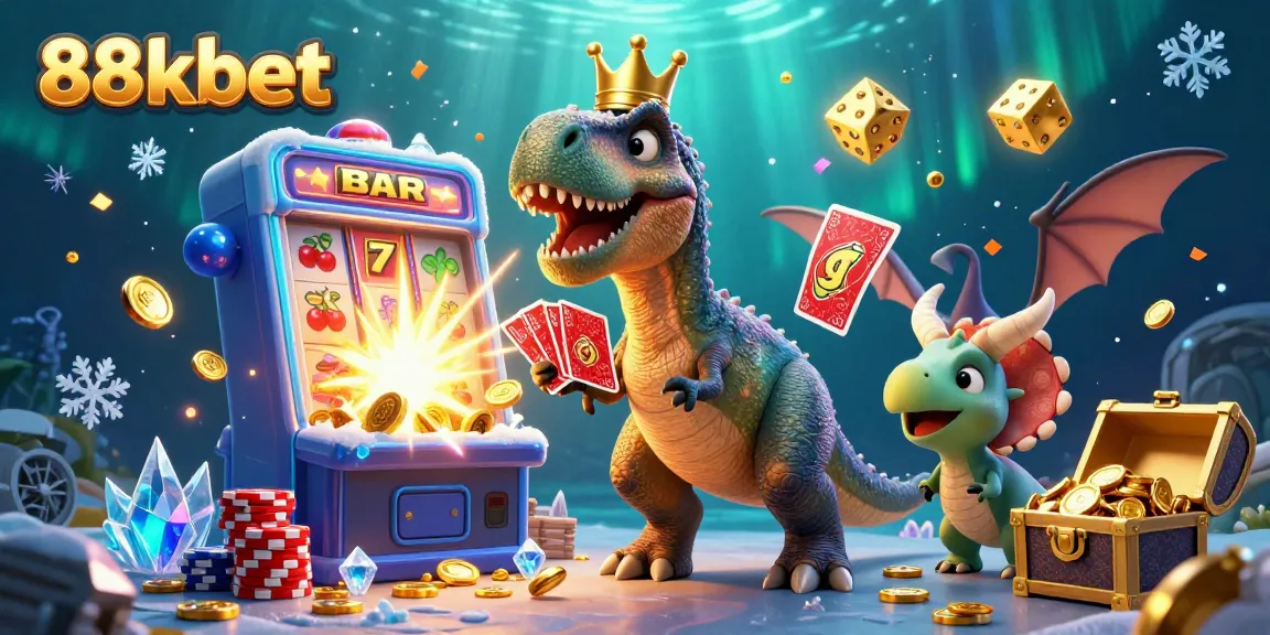Experience thrilling gameplay with 88kbet as characters shuffle cards, stack chips, and showcase explosive casino elements.