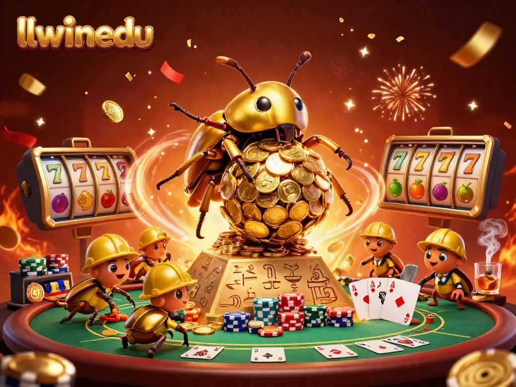 Experience the thrill of llwinedu's casino magic with golden beetles and dynamic slot action!