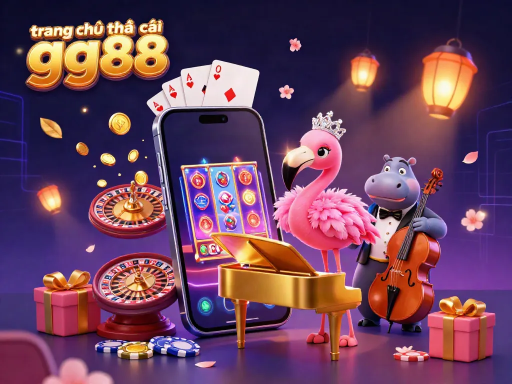 Experience the dazzling action at trang chủ nhà cái gg88 featuring a flamboyant flamingo singer at a vibrant casino piano.