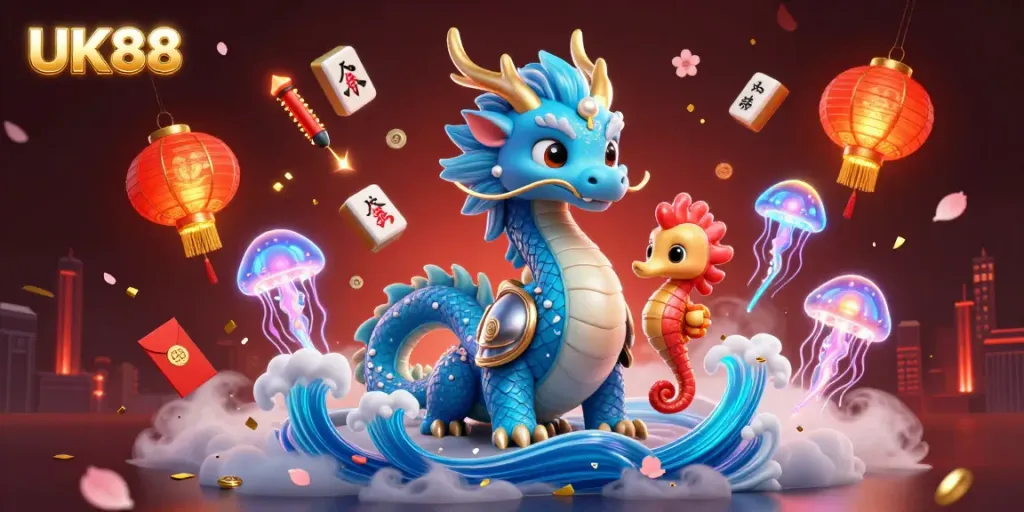 Experience the thrilling world of UK88 with vibrant characters and casino elements.