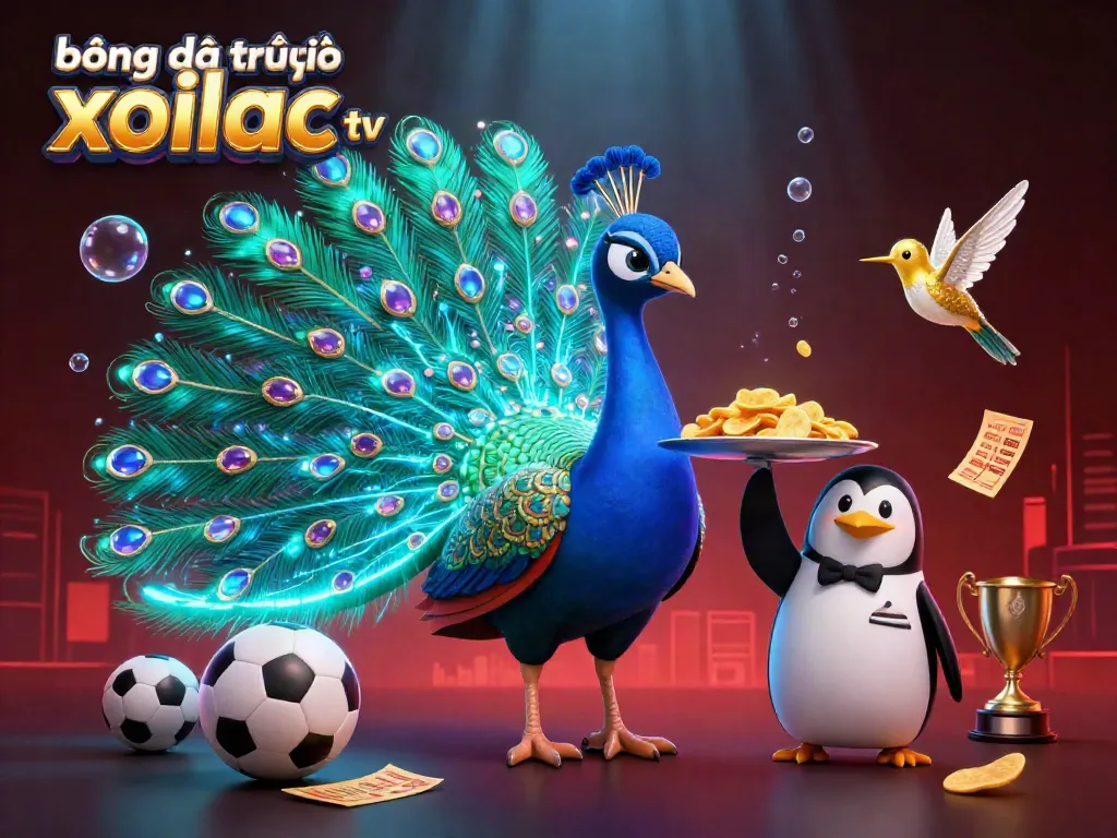 Experience thrilling bóng đá trực tuyến xoilac tv action in a vibrant casino-themed illustration.