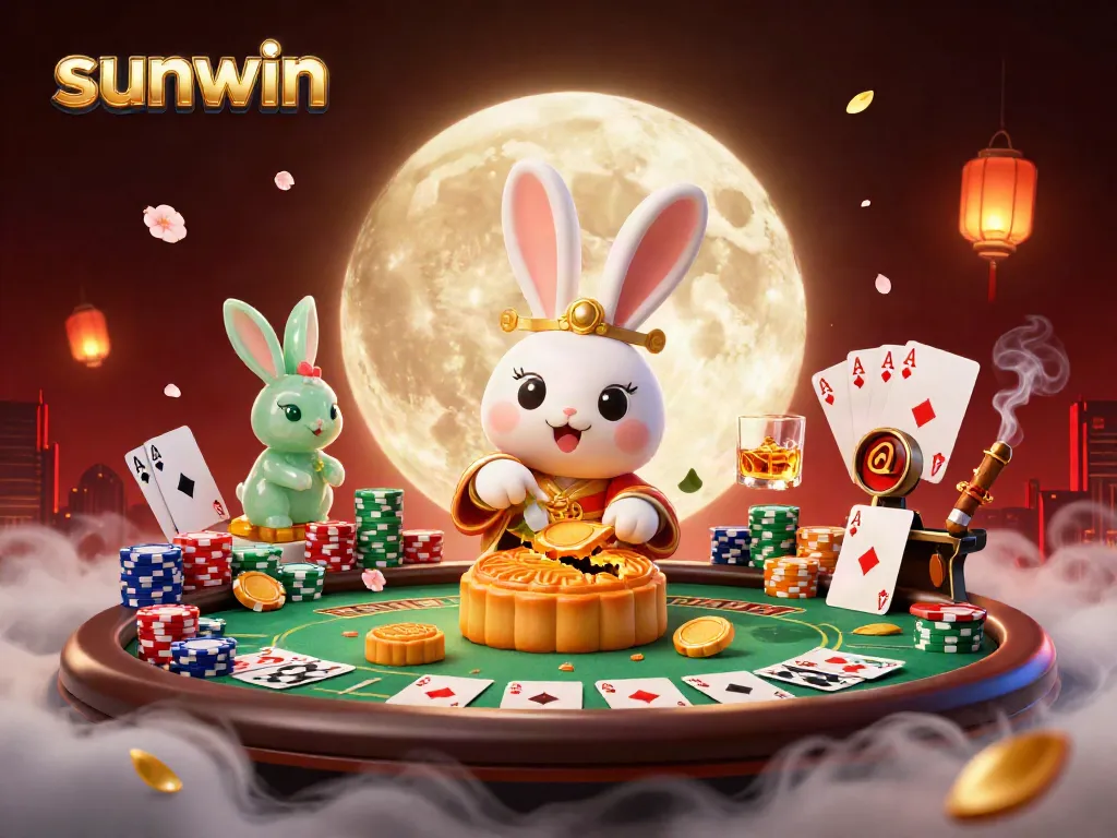Engaging scene featuring sunwin characters and poker elements surrounded by vibrant casino atmosphere.