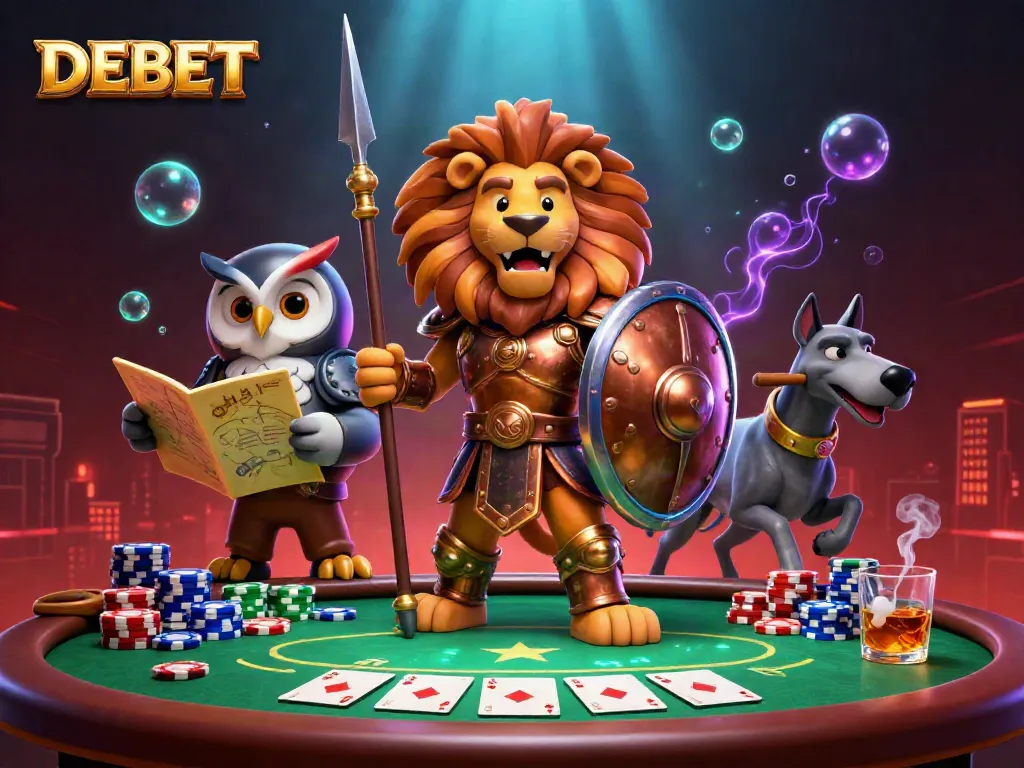 Experience the thrill of DEBET with a dynamic casino illustration showcasing strategic gameplay and vibrant elements.