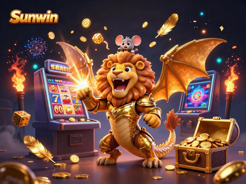 Experience the thrill of Sunwin with a magnificent chimera and bursting slot machine.