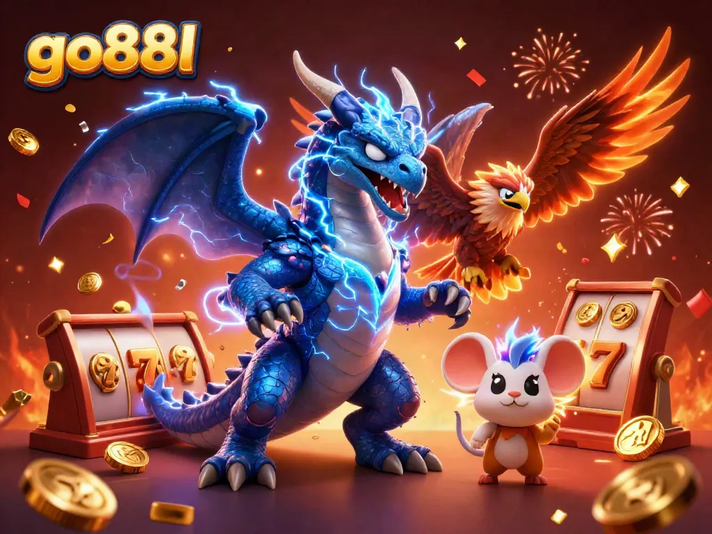 Experience thrilling action at go88l with electrifying 3D casino characters amidst a vibrant game scene.