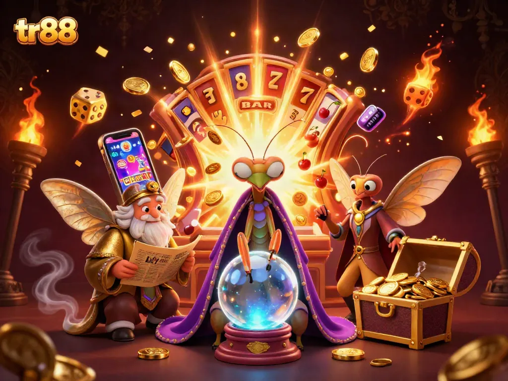 Experience the excitement of tr88 with this vibrant illustration showcasing a dynamic casino environment filled with jackpot potential.