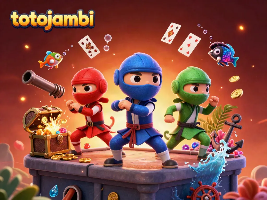 Experience thrilling adventures with totojambi as ninja chameleons battle amidst treasure and casino elements.