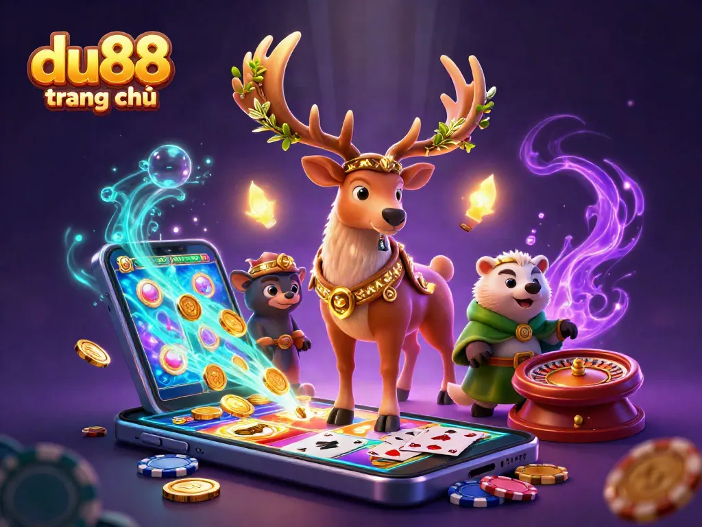 Experience the thrill of gaming with du88 trang chủ featuring a Celtic druid stag among exciting casino elements.