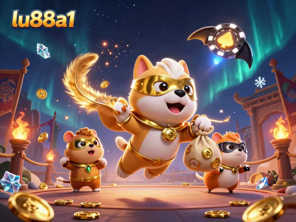 Engage with dynamic gameplay at lu88a1, featuring a heroic dog in a casino-themed adventure.
