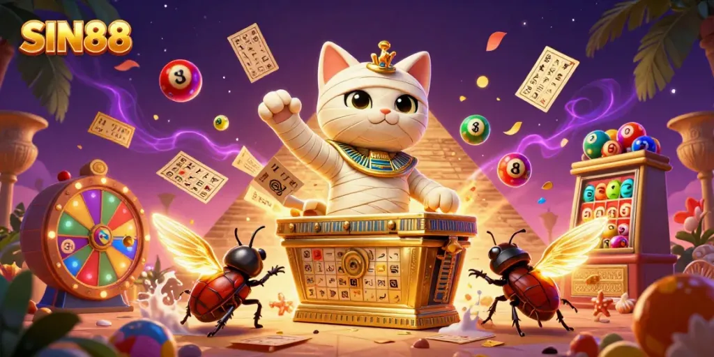 Engage with SIN88's thrilling casino experience featuring vibrant characters and dynamic gaming elements.