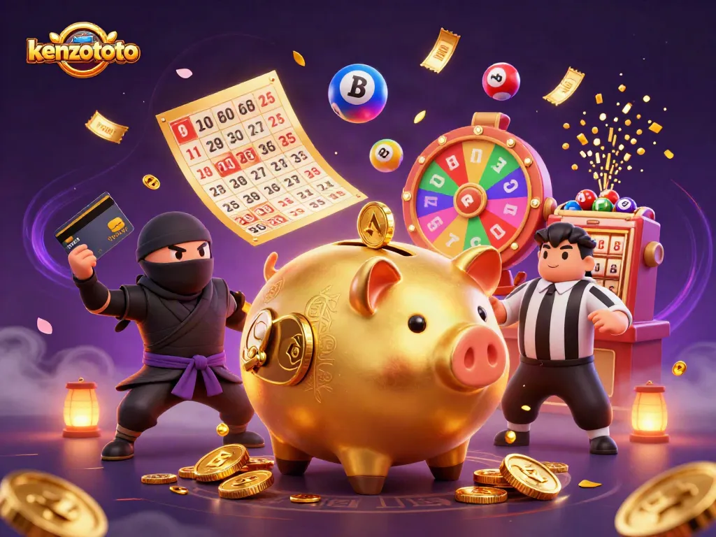 Experience thrilling wins at kenzototo, featuring an energetic gaming scene with dynamic characters and vibrant casino elements.