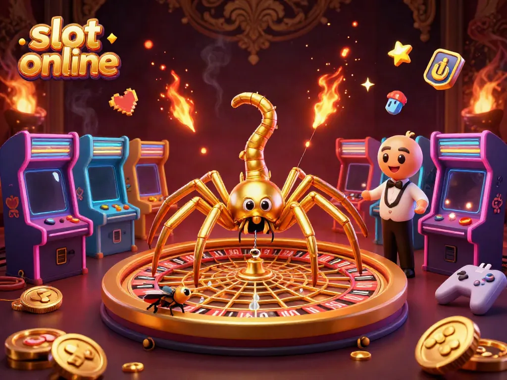 Engage with exciting slot online games featuring vibrant casino elements in a 3D scene.
