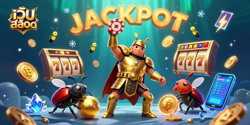 Experience thrilling gameplay with เว็บ สล็อต jackpots radiating from lively characters celebrating their wins.