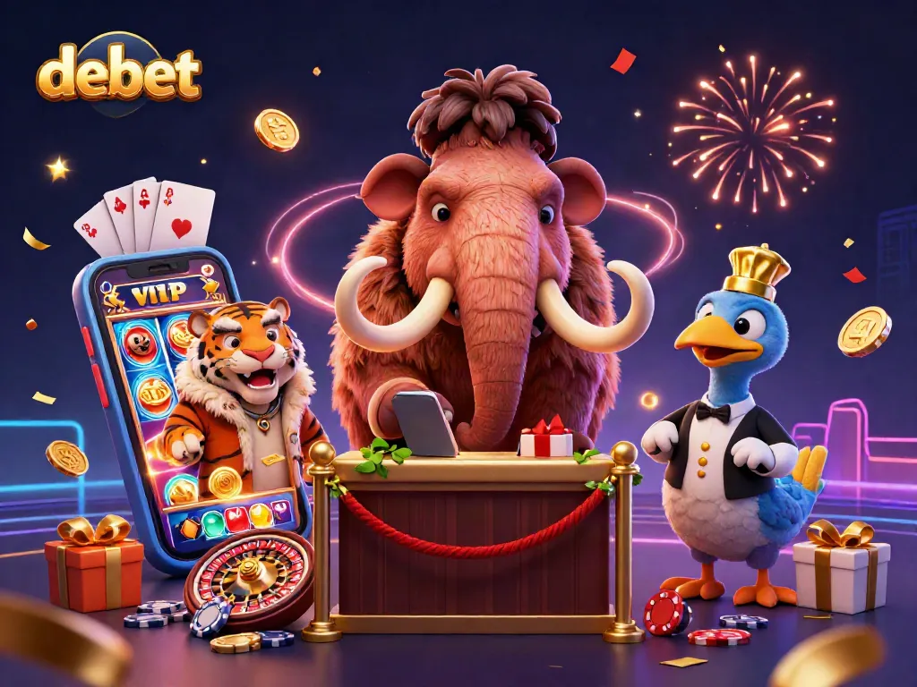 Experience the thrill of debet casino with vibrant slot game action and dynamic characters.
