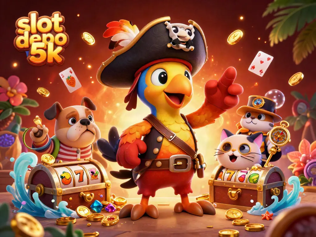 Engage in thrilling gameplay at slot depo 5k with exciting pirate-themed elements and colorful slot symbols.